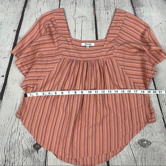 MADEWELL Butterfly Cotton Striped Lightweight Top in Slope Stripe, size XXS - Picture 11 of 14